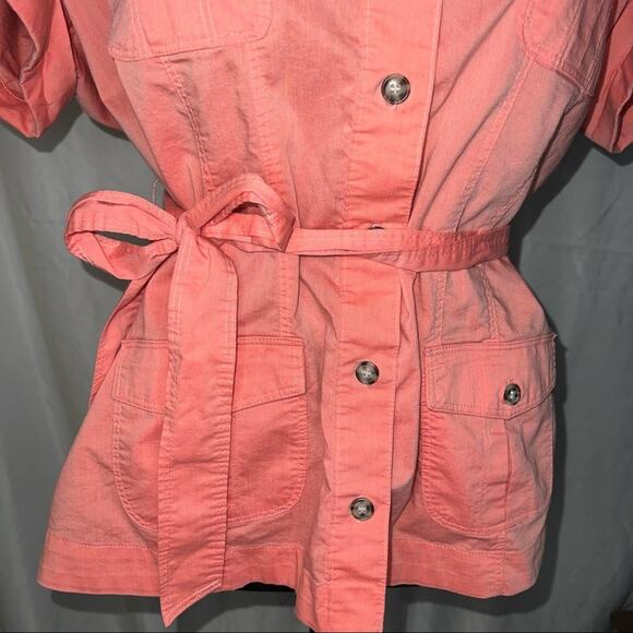 New York & Company Top Button Down Short Sleeved Belted Tie Smock Women’s XL - Picture 4 of 6
